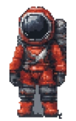 Pixelated Red Astronaut