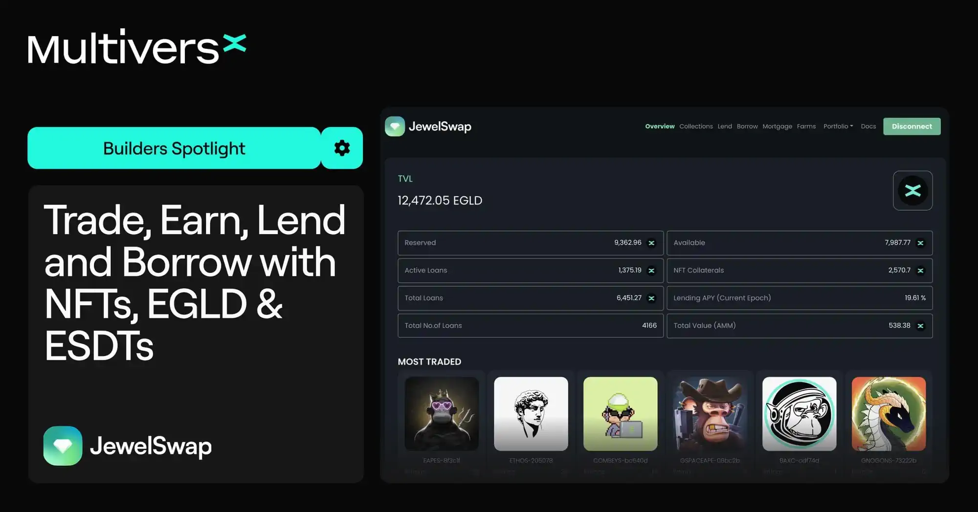 Builders Spotlight: Lend and borrow EGLD and other MultiversX assets in NFT-based DeFi use cases via JewelSwap