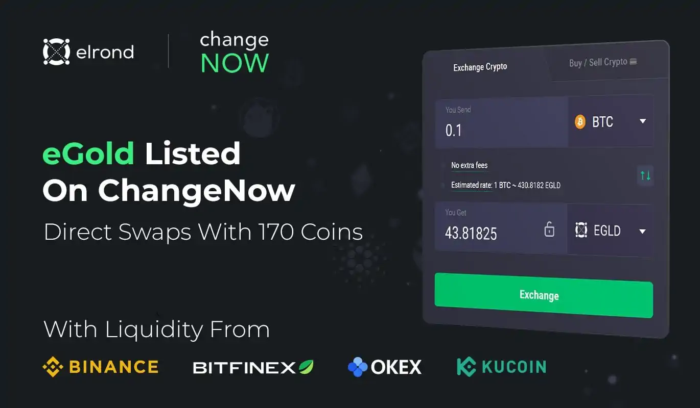 Direct Non-Custodial eGold Swaps With 170 Coins Via ChangeNOW