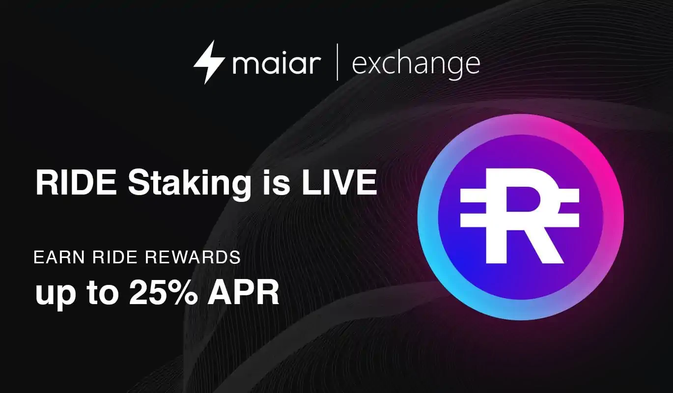 Metastaking Phase 1: RIDE Staking Is LIVE On The Maiar Exchange. Stake RIDE And Earn Up To 25% APR