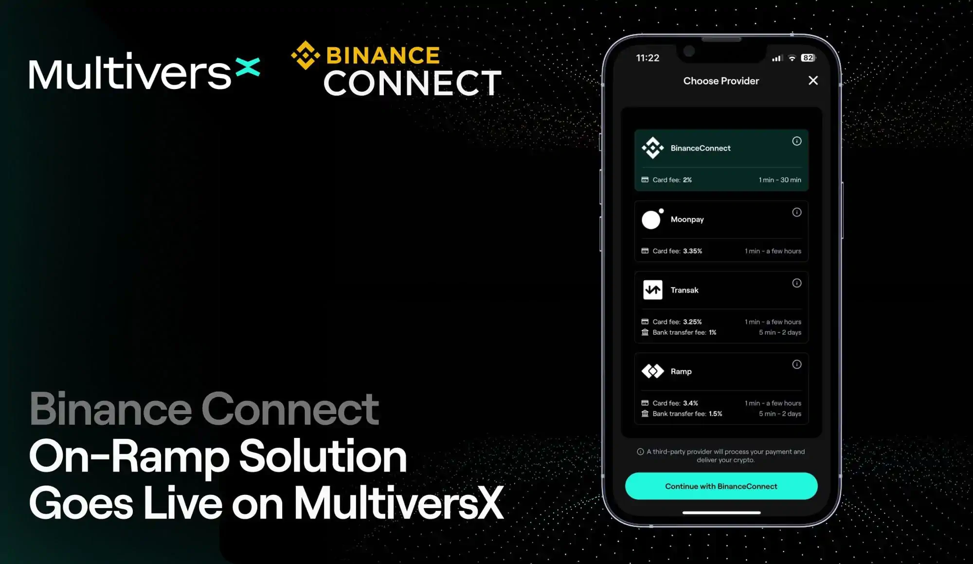 Binance Connect Adds EGLD In Their Fiat On Ramp. Integration In All Core Applications