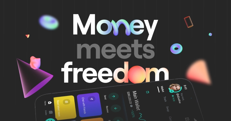 a phone with the text, portal, money meets freedom